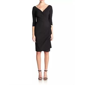 Chiara Boni La Petite Robe Florian Black Faux Wrap Ruched Sheath Dress